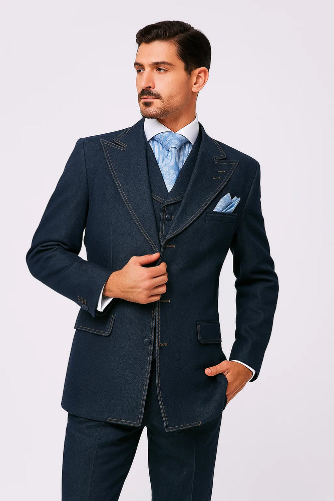 Casual Business Men's Denim Suit