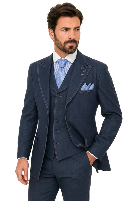 Casual Business Men's Denim Suit