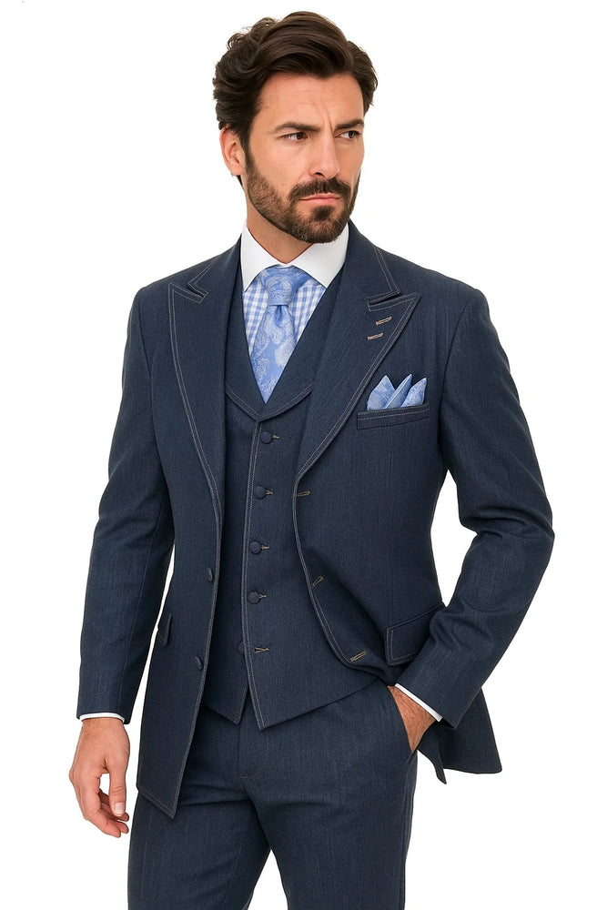 Casual Business Men's Denim Suit