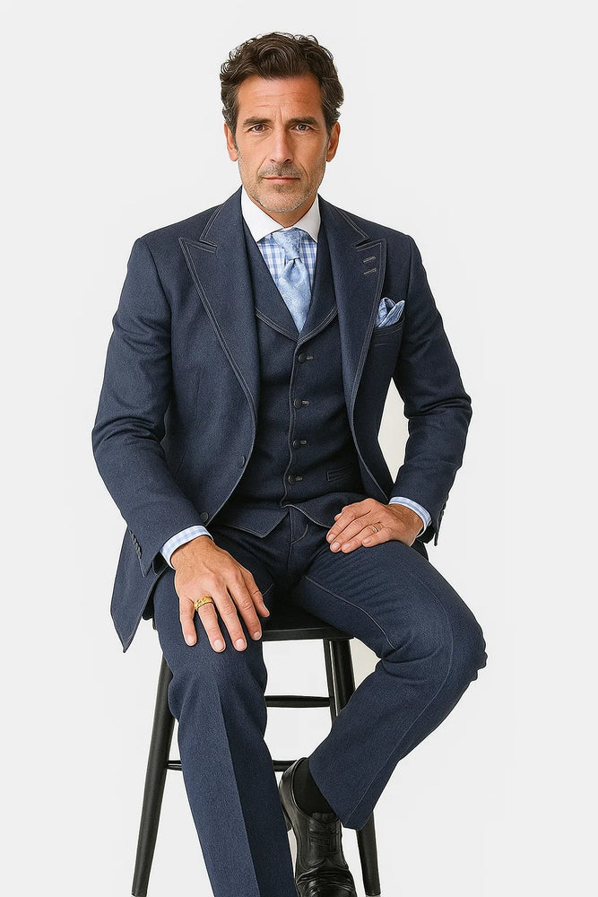 Casual Business Men's Denim Suit