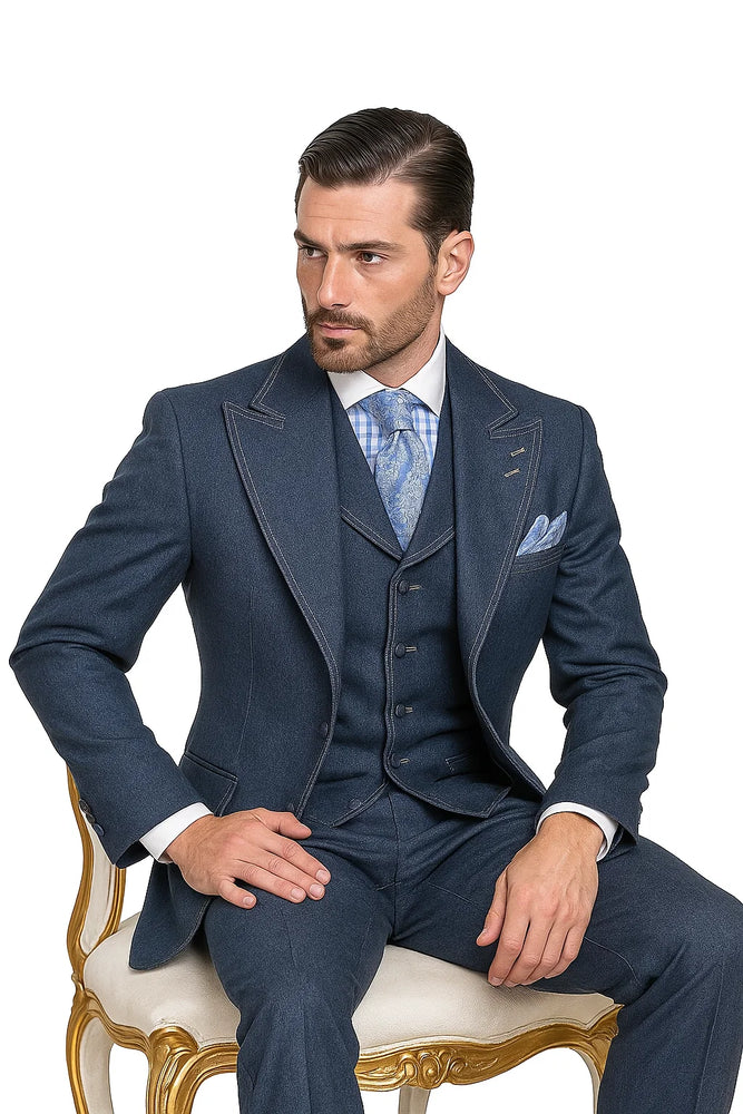 Casual Business Men's Denim Suit