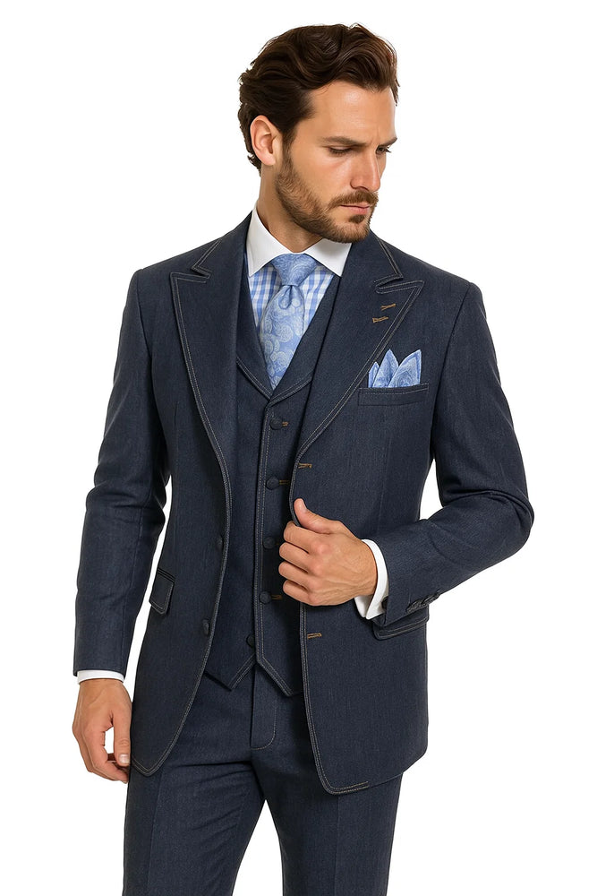 Casual Business Men's Denim Suit