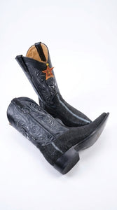 Los Altos Men’s Black Stingray Row-Stone Cowboy Boots, Exotic Western Dress Boots
