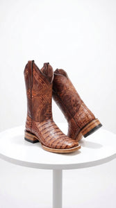 White Diamond Men’s Cognac Crocodile Print Boots, Western Cowboy Dress Boots