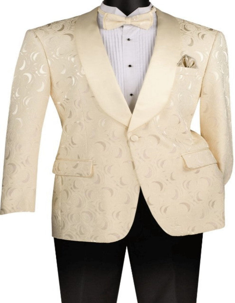 Ivory Tuxedo Dinner Jacket - Champagne Wedding Tuxedo With Bowtie