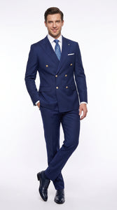 Statement Italy Men’s 100% Wool 2 Piece Suit, Wide Peak Lapel Formal Wedding Business Suit