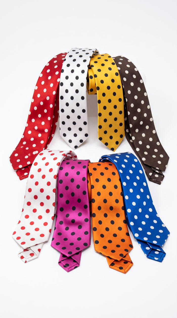 Men’s Polka Dot Tie, Multi-Color Fashion Necktie for Suits Weddings Prom and Formal Events