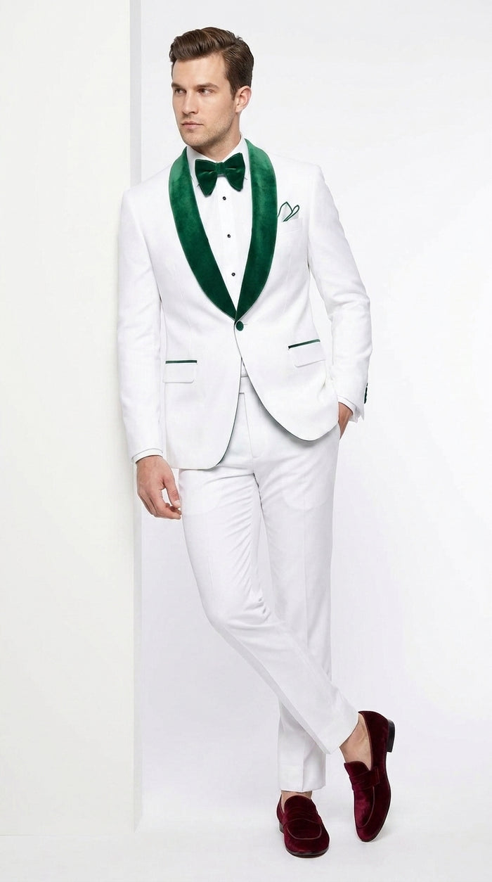 Men’s Emerald Green Tuxedo with Vest, Hunter Green Wedding & Prom Tuxedo Suit