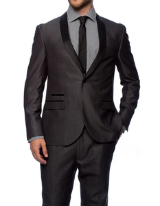 Gray Prom Suit - Mens Slim Fit 1 Button Shawl Lapel Tuxedo in Charcoal Grey