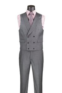 Charcoal Modern Fit 3-Piece Suit with Lapel Vest & Adjustable Pants