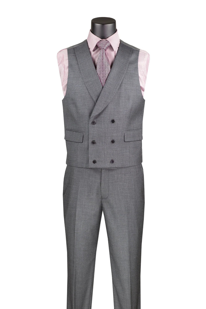 Charcoal Modern Fit 3-Piece Suit with Lapel Vest & Adjustable Pants