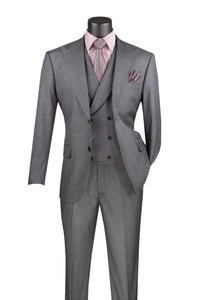 Charcoal Modern Fit 3-Piece Suit with Lapel Vest & Adjustable Pants