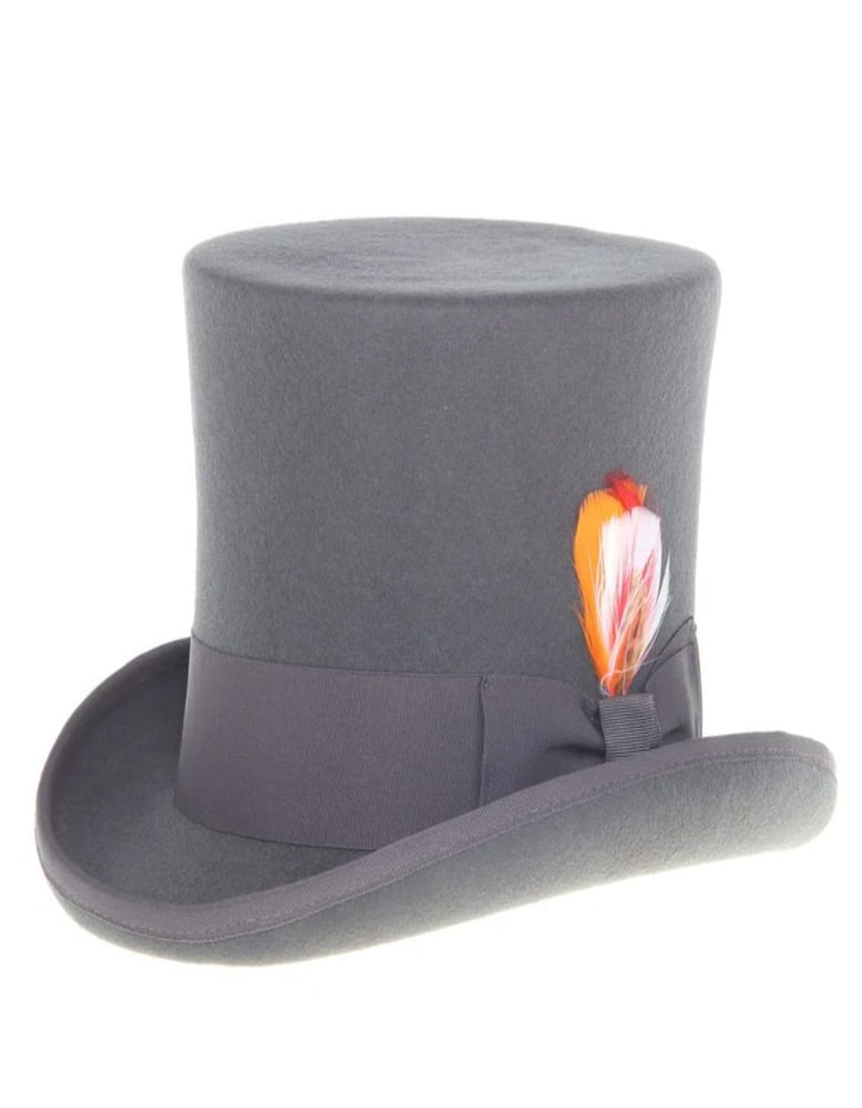 Victorian Steampunk Top Hat - 1800 19th Century - Dressy Loden Felt Top Charcoal Grey Hat