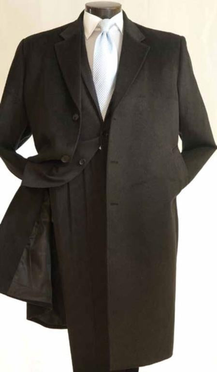 Three Quarters Length Men's Dress Coat 3/4 Length Men's Car Coat In Feel Charcoal Men's Overcoat