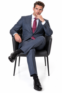 Statement Men's Modern Fit 2 Piece 100% Super 200 Wool Suit Peak Lapel in Charcoal - image 4
