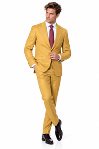 Statement Men's Modern Fit 2 Piece 100% Super 200 Wool Suit Peak Lapel in Charcoal - image 3
