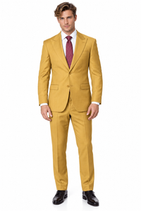 Statement Men's Modern Fit 2 Piece 100% Super 200 Wool Suit Peak Lapel in Charcoal - image 2