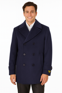 Big & Tall Men's Wool Peacoat – Classic Double Breasted Overcoat