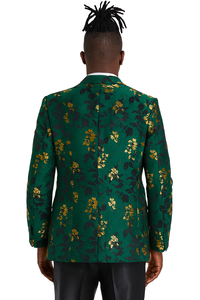 Tailors 

Tazio Tailors Men's Slim Fit Paisley Foiled Blazer - Hunter Green & Gold for Prom & Weddings
