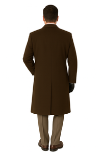 Men's Dress Coat Long Wool Winter Dress Knee Length Men's Overcoat Coat Reg: $1495 Luxurious High-Quality 10% Cashmere Premium Top Coat Brown