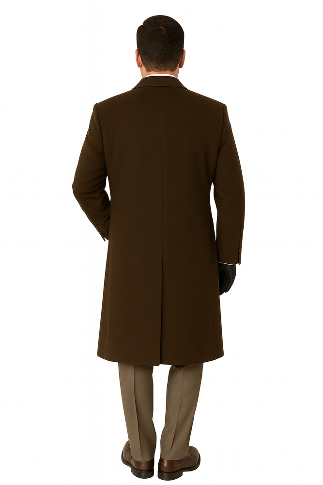 Men's Dress Coat Long Wool Winter Dress Knee Length Men's Overcoat Coat Reg: $1495 Luxurious High-Quality 10% Cashmere Premium Top Coat Brown