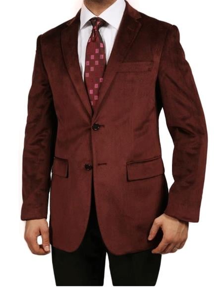 Cheap Priced Online Burgundy ~ Maroon Blazer - Sport Coat ~ Wine Color Luxurious Velvet Highlights Men's blazer