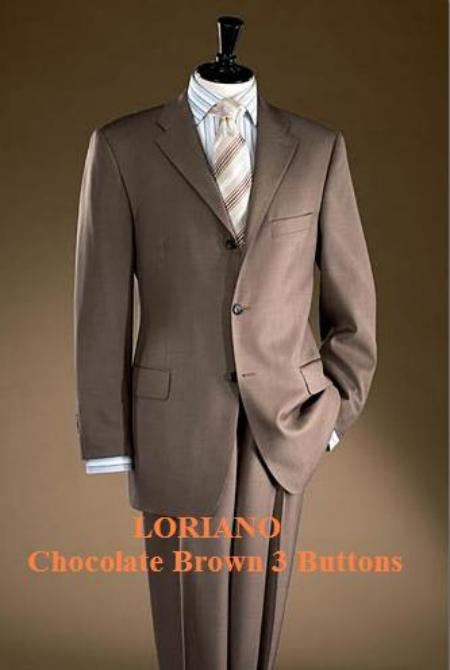 Chocolate Brown 3 Buttons Men's Super 120's Wool
