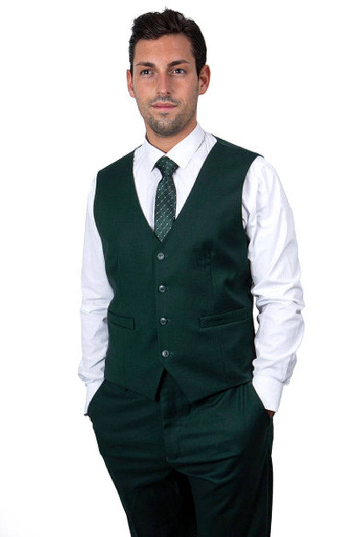 Stacy Adams Men's Hunter Green Basic Vested Suit