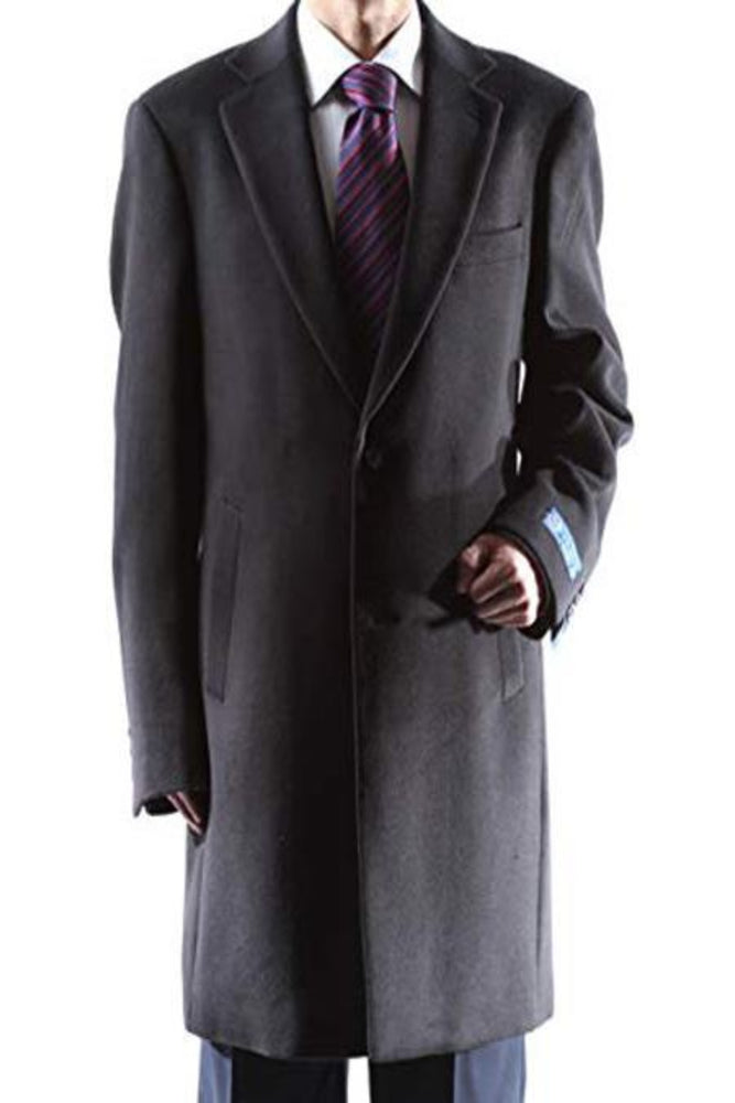 Men's Dress Coat Caravelli Long Jacket 2 Buttons Style Men's Carcoat ~Three Quarter Black Long Men's Dress Topcoat - Winter Coat