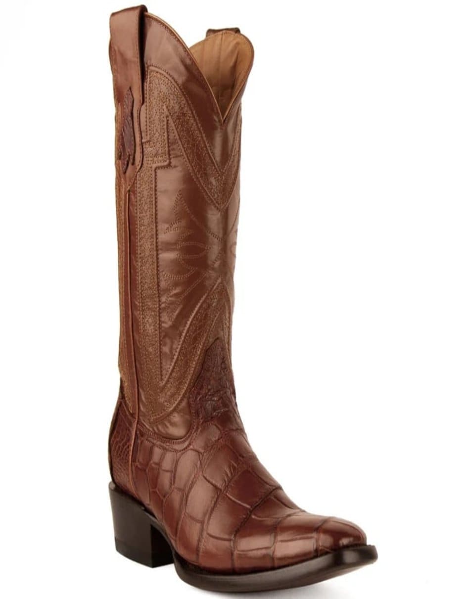 Ferrini Men's Stallion Alligator Belly Boots French Toe Handcrafted Chocolate 1074109