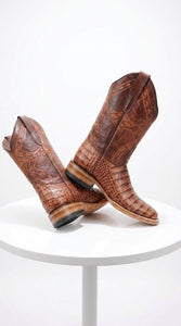 White Diamond Men’s Cognac Crocodile Print Boots, Western Cowboy Dress Boots
