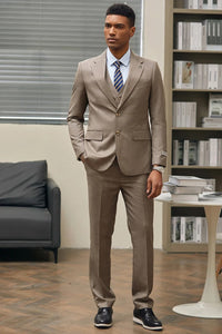 Tan Suits For Wedding - Tan Groomsmen Suits - Tan Single Breasted Tuxedo - Men's Tuxedo USA