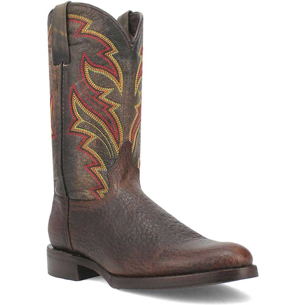 Dingo Round Toe Brown and Orange Western Leather Boots