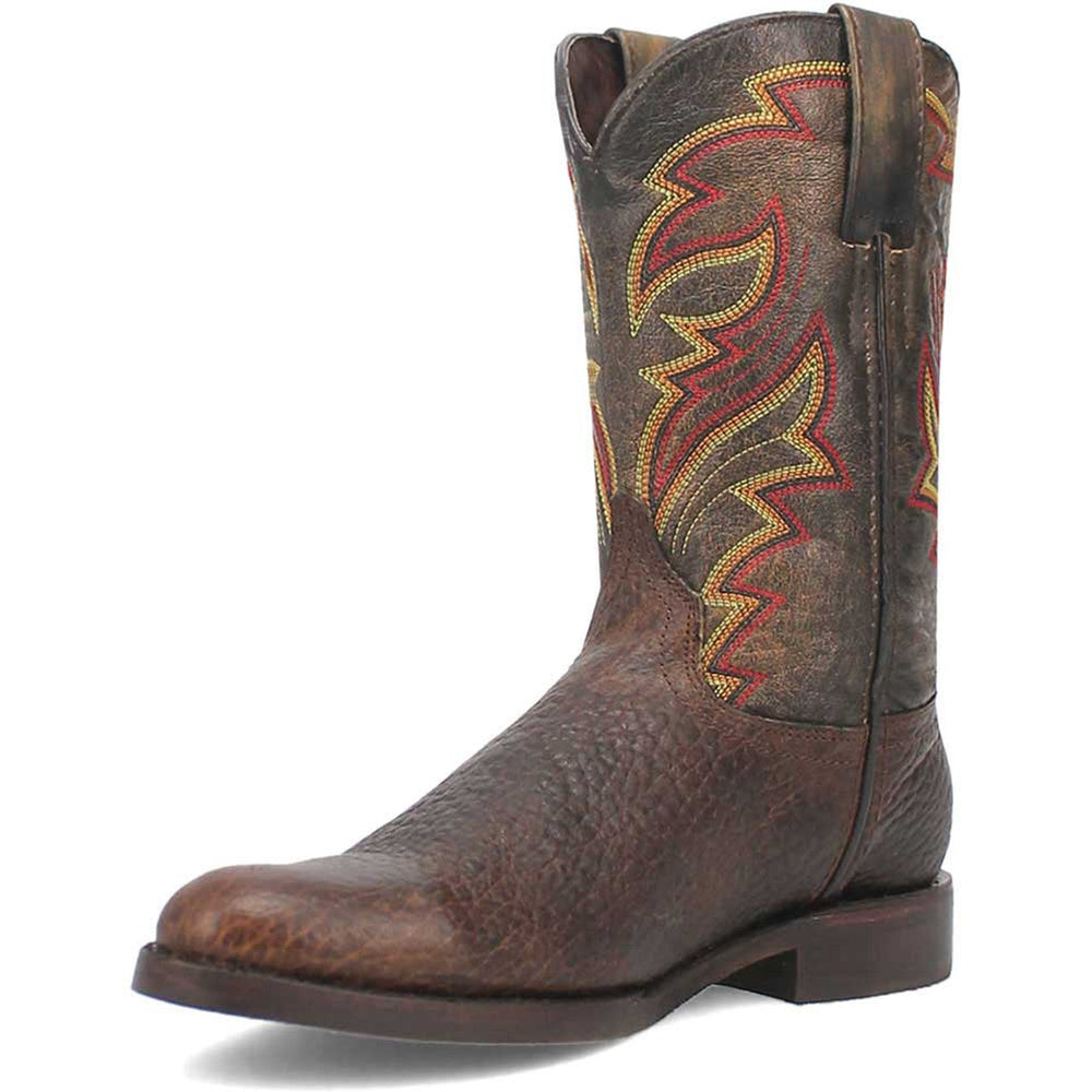 Dingo Round Toe Brown and Orange Western Leather Boots