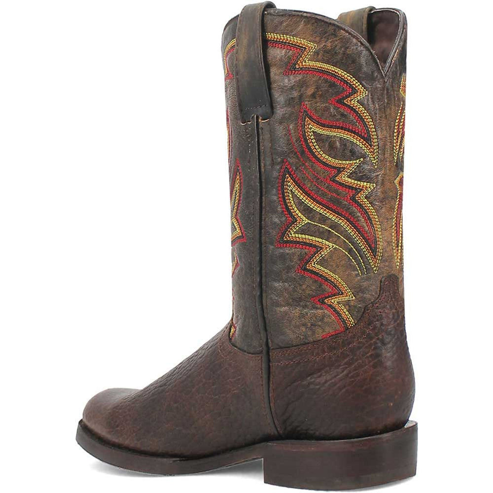Dingo Round Toe Brown and Orange Western Leather Boots