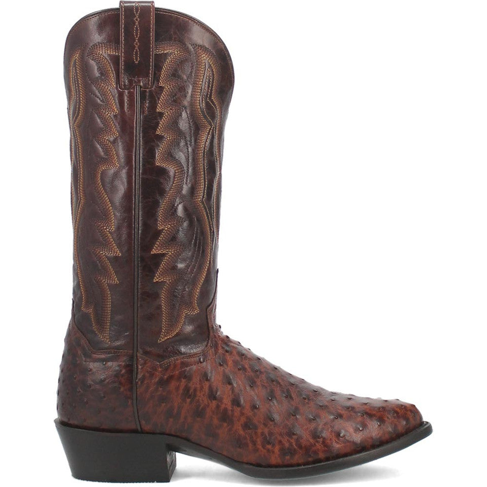 Dan Post Men’s Pershing Brown Full Quill Genuine Ostrich 13” Round Toe Cowboy Boot