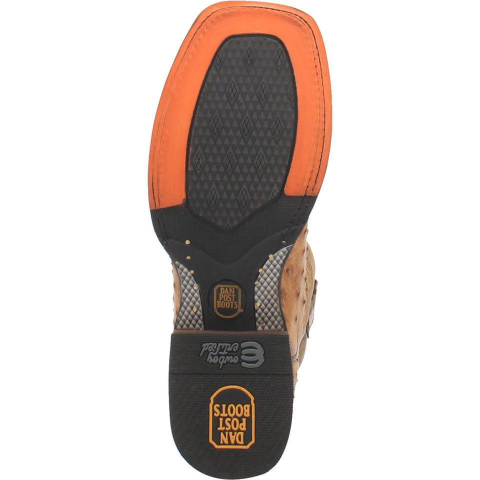 Dan Post Men’s Kershaw Saddle/Brown Genuine Ostrich 11” Cowboy Certified Leather Boot