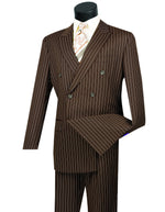 Mens Double Breasted Gangster Pinstripe Suit in Brown - Men's Tuxedo USA