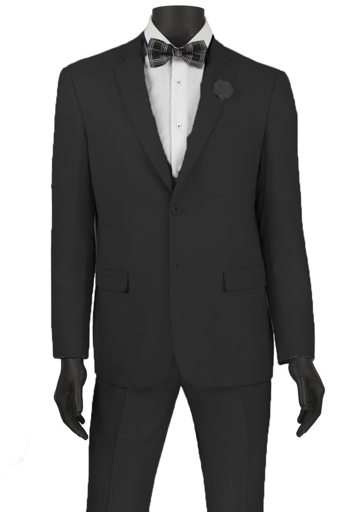 Mens Slim Fit Wool Feel Suit in Black
