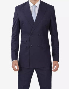 Mens Dark Blue Double Breasted Classic Fit Suit