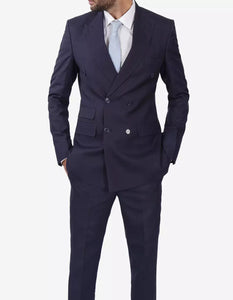 Mens Dark Blue Double Breasted Classic Fit Suit