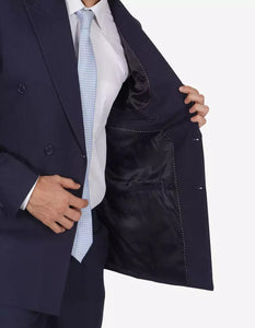 Mens Dark Blue Double Breasted Classic Fit Suit