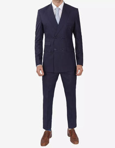 Mens Dark Blue Double Breasted Classic Fit Suit