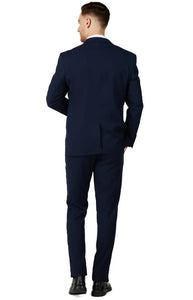 Mens Dark Navy Single Breased Notched Lapel Suit Slim Fit