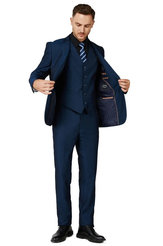 Mens Diamante Blue Notched Lapel Suit Slim Fit