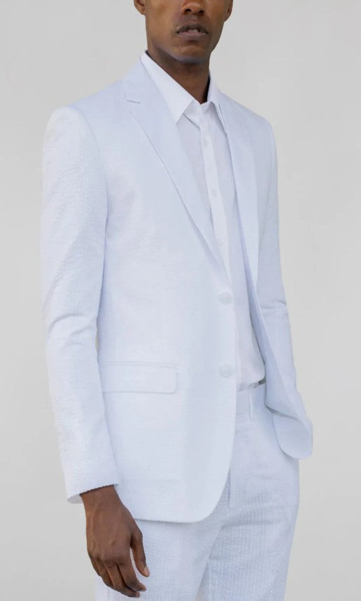 Mens White Notched Lapel Double Back Vent Suit Slim Fit