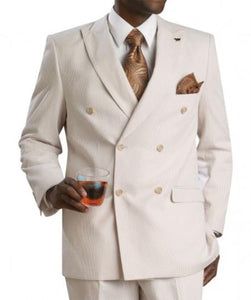 Men's Suit Double Breasted Suits Seersucker Sear sucker suit- Tan ~ Beige Suit