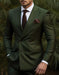 Double Breasted Slim Fit Suit - Dark Green Suit - Tapred Fit Pants - Men's Tuxedo USA