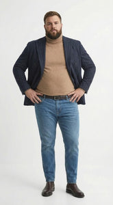 Men’s Double Breasted Navy Blue Pinstripe Blazer – Stripe Sport Coat Jacket