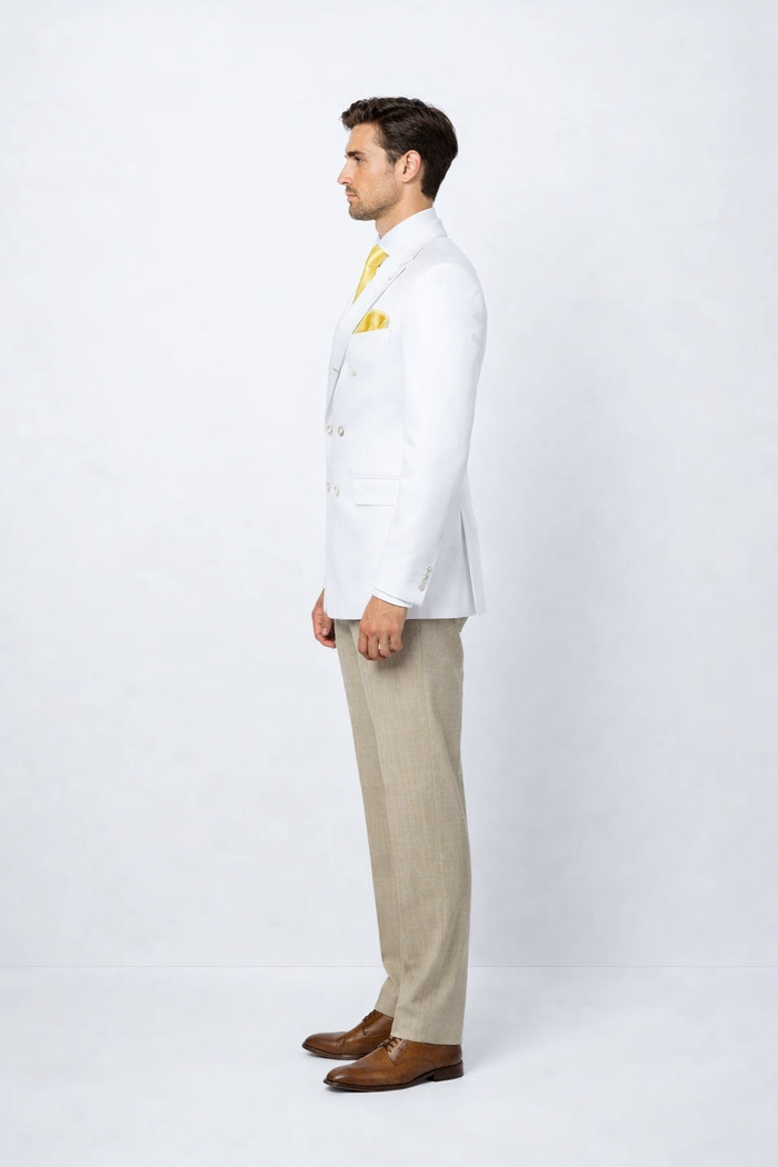 Classic Fit Men’s White Double Breasted Blazer | Formal & Occasion Wear